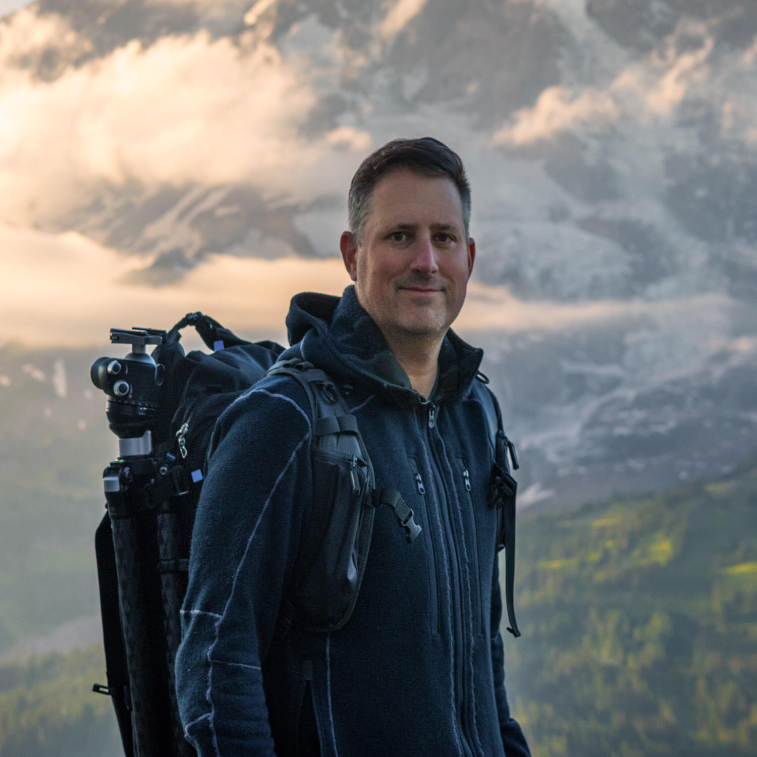 Chris Byrne in front of Mount Rainier | Titled: Chris Byrne At Mount Rainier | ©2020 Chris Byrne